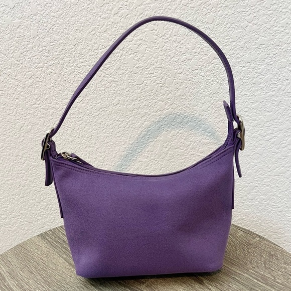 Y2K Vintage Liz Claiborne Purple Top Handle Top Zip Mini Shoulder Bag - Picture 1 of 13